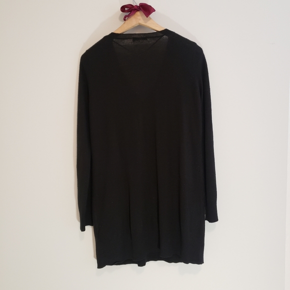 Black V-Neck Sweater Dress Long Sleeves Dark Autumn Winter Top - Picture 3 of 6